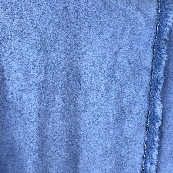 Utex Design VGUC blue suede feel button up jacket fleecy inside, side pockets - Picture 8 of 16